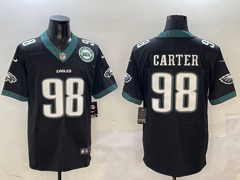 Men Philadelphia Eagles 98 Carter Black Second generation 2025 Nike Limited NFL Jersey style 3